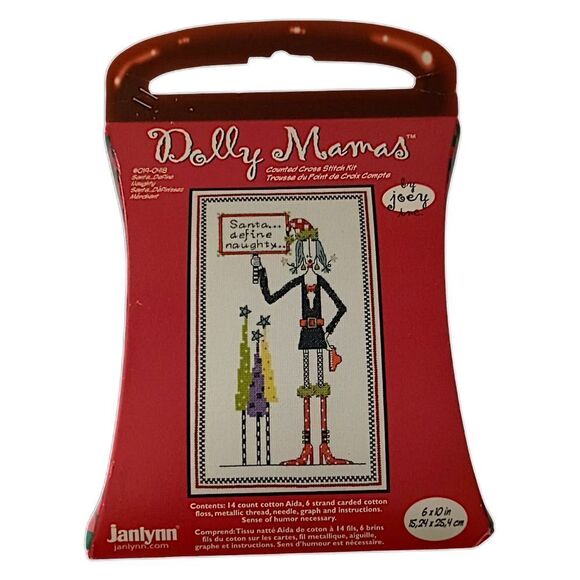 Dolly Mamas Counted Cross Stitch Kit Santa Define Naughty 019 0418 NEW Janlynn - Picture 10 of 16